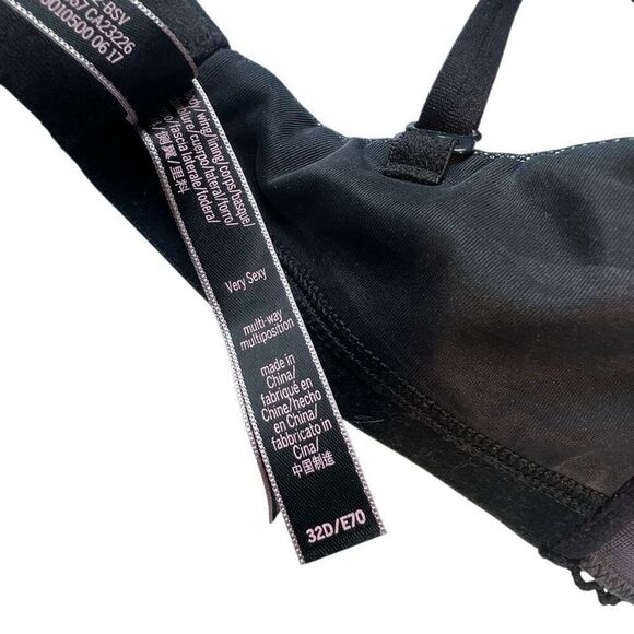 Victoria’s Secret Very Sexy Black Mesh Overlay Push-Up Bra 32D E70 - Picture 9 of 12